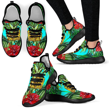Pineapple Hibiscus Hawaii Pattern Print Mesh Knit Shoes GearFrost