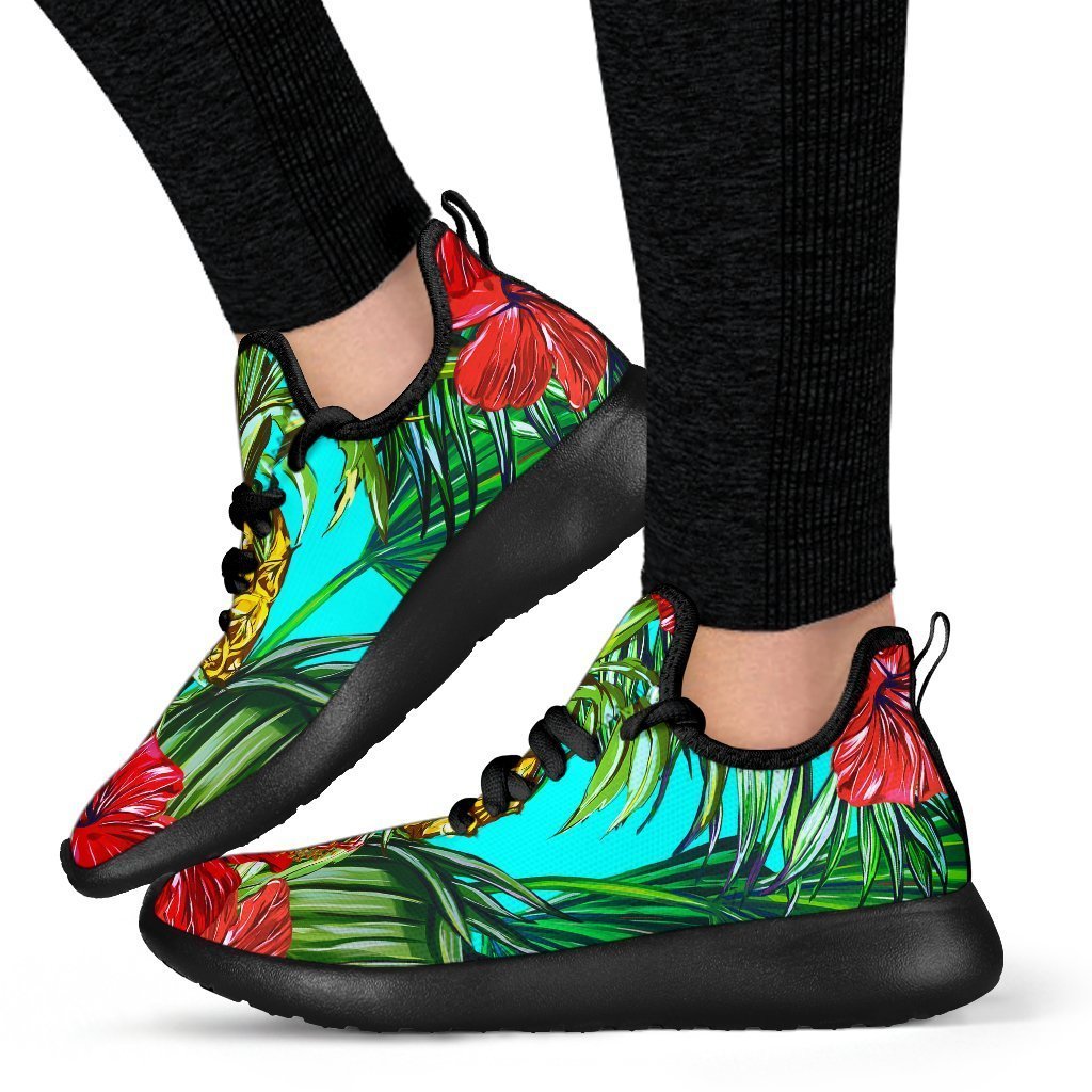Pineapple Hibiscus Hawaii Pattern Print Mesh Knit Shoes GearFrost