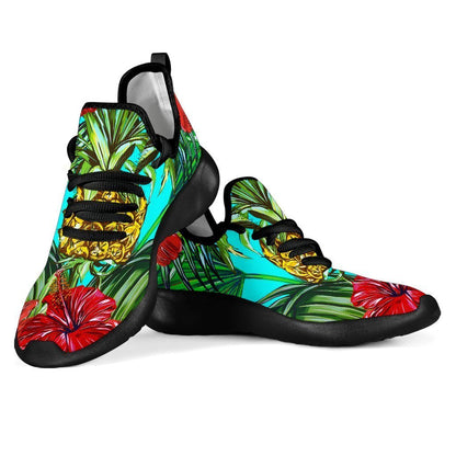 Pineapple Hibiscus Hawaii Pattern Print Mesh Knit Shoes GearFrost