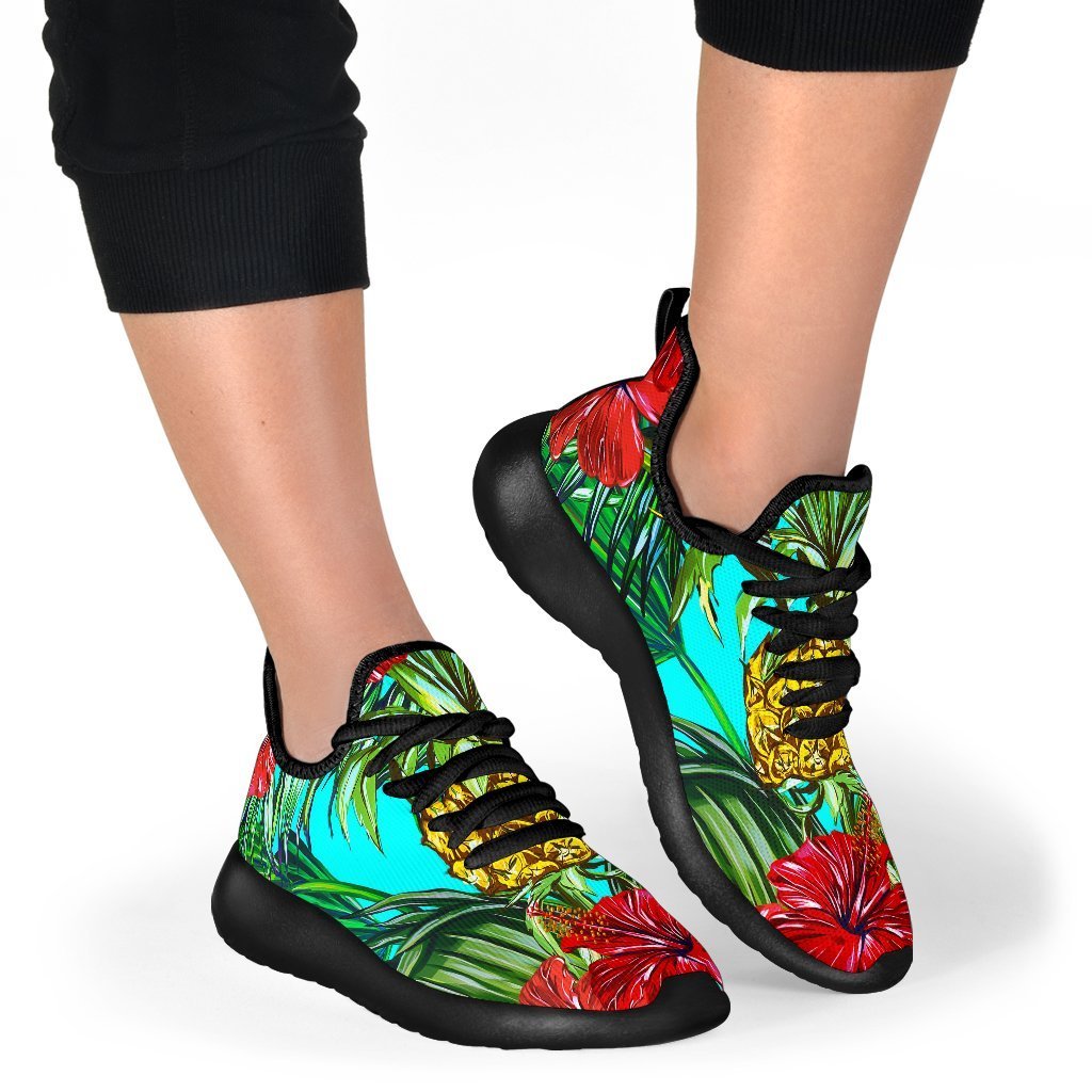 Pineapple Hibiscus Hawaii Pattern Print Mesh Knit Shoes GearFrost