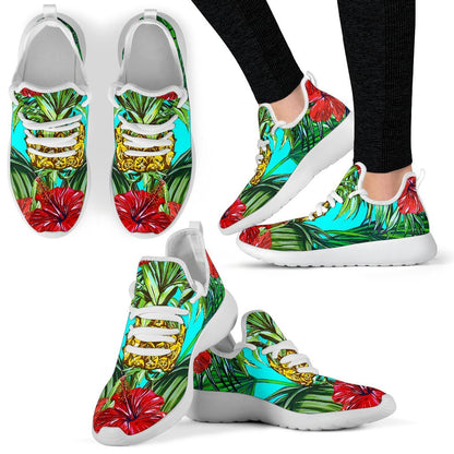 Pineapple Hibiscus Hawaii Pattern Print Mesh Knit Shoes GearFrost