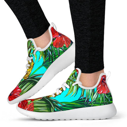 Pineapple Hibiscus Hawaii Pattern Print Mesh Knit Shoes GearFrost