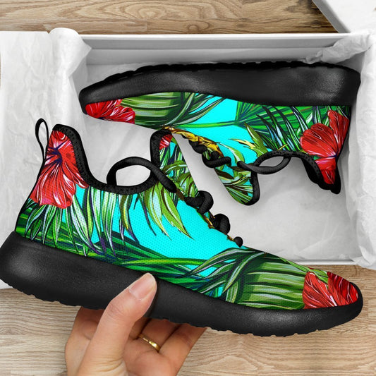 Pineapple Hibiscus Hawaii Pattern Print Mesh Knit Shoes GearFrost