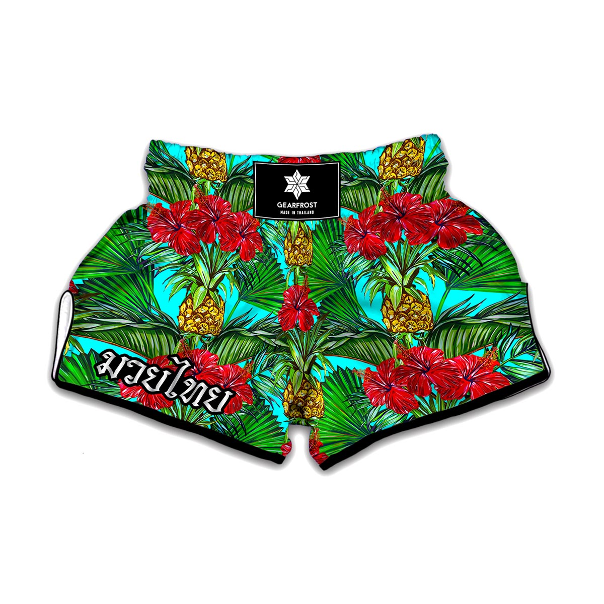 Pineapple Hibiscus Hawaii Pattern Print Muay Thai Boxing Shorts
