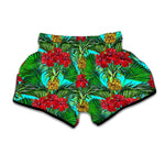 Pineapple Hibiscus Hawaii Pattern Print Muay Thai Boxing Shorts