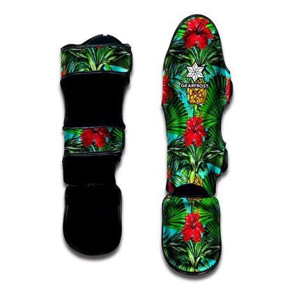 Pineapple Hibiscus Hawaii Pattern Print Muay Thai Shin Guard