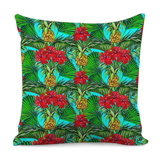 Pineapple Hibiscus Hawaii Pattern Print Pillow Cover