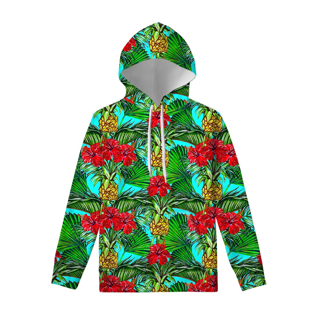 Pineapple Hibiscus Hawaii Pattern Print Pullover Hoodie