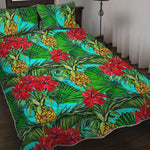 Pineapple Hibiscus Hawaii Pattern Print Quilt Bed Set