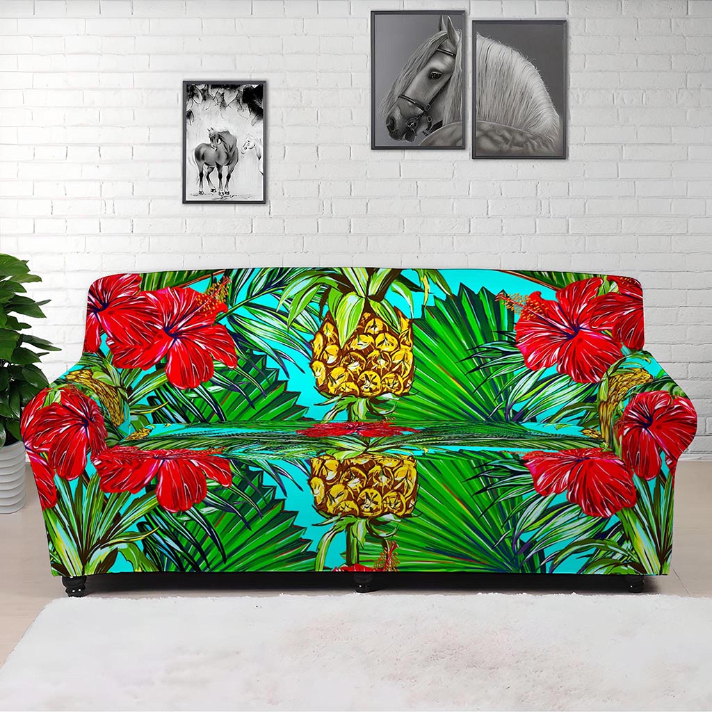 Pineapple Hibiscus Hawaii Pattern Print Sofa Cover