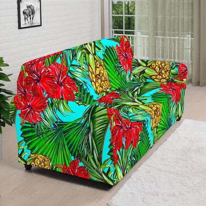 Pineapple Hibiscus Hawaii Pattern Print Sofa Cover