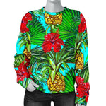 Pineapple Hibiscus Hawaii Pattern Print Women's Crewneck Sweatshirt GearFrost