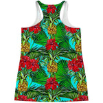 Pineapple Hibiscus Hawaii Pattern Print Women's Racerback Tank Top