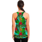 Pineapple Hibiscus Hawaii Pattern Print Women's Racerback Tank Top
