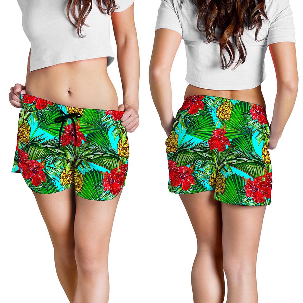 Pineapple Hibiscus Hawaii Pattern Print Women's Shorts