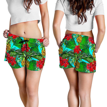 Pineapple Hibiscus Hawaii Pattern Print Women's Shorts