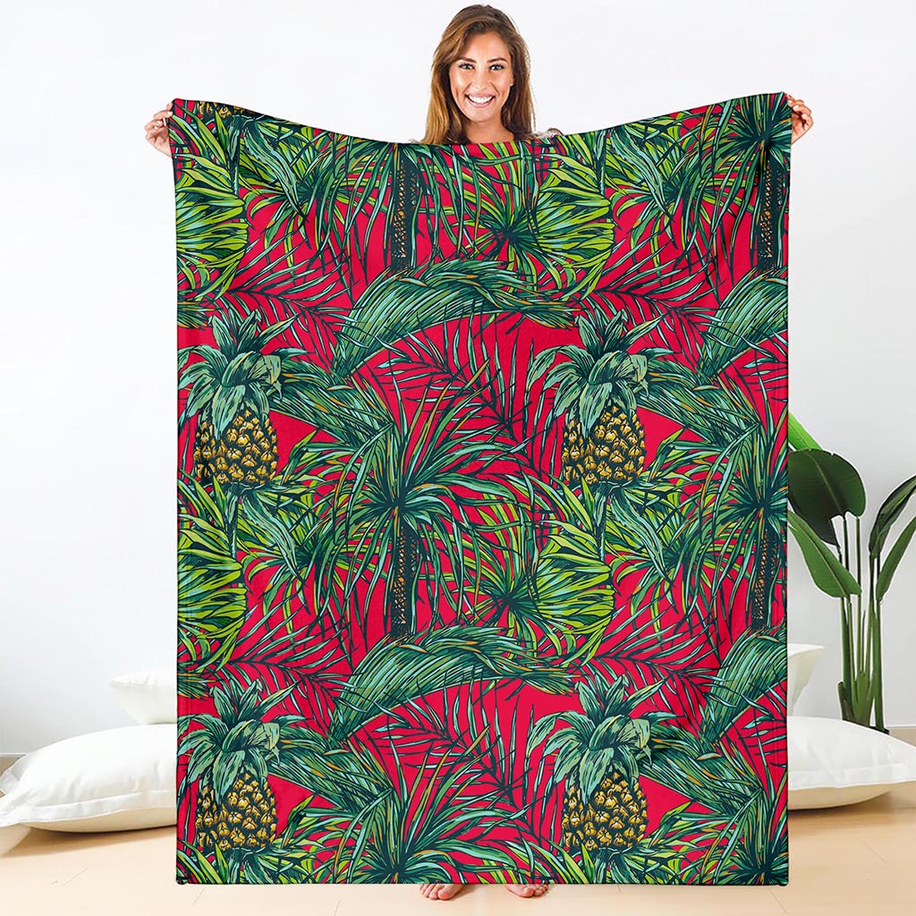 Pineapple Leaves Hawaii Pattern Print Blanket