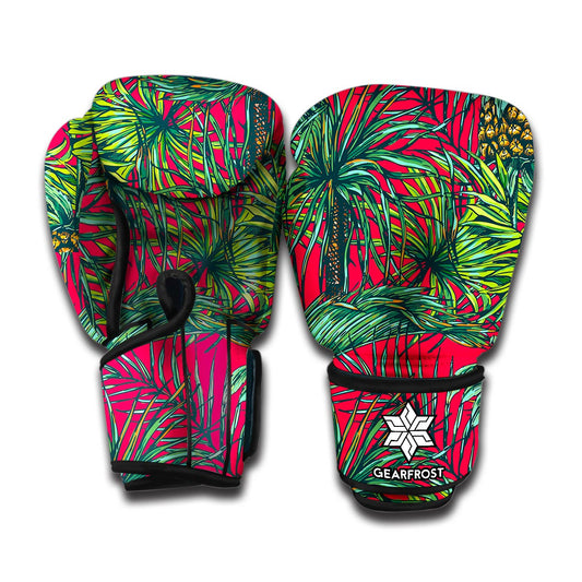 Pineapple Leaves Hawaii Pattern Print Boxing Gloves