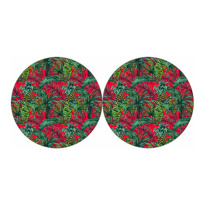 Pineapple Leaves Hawaii Pattern Print Car Coasters