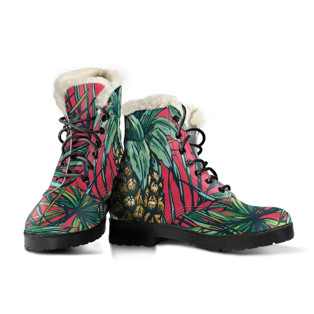 Pineapple Leaves Hawaii Pattern Print Comfy Boots GearFrost