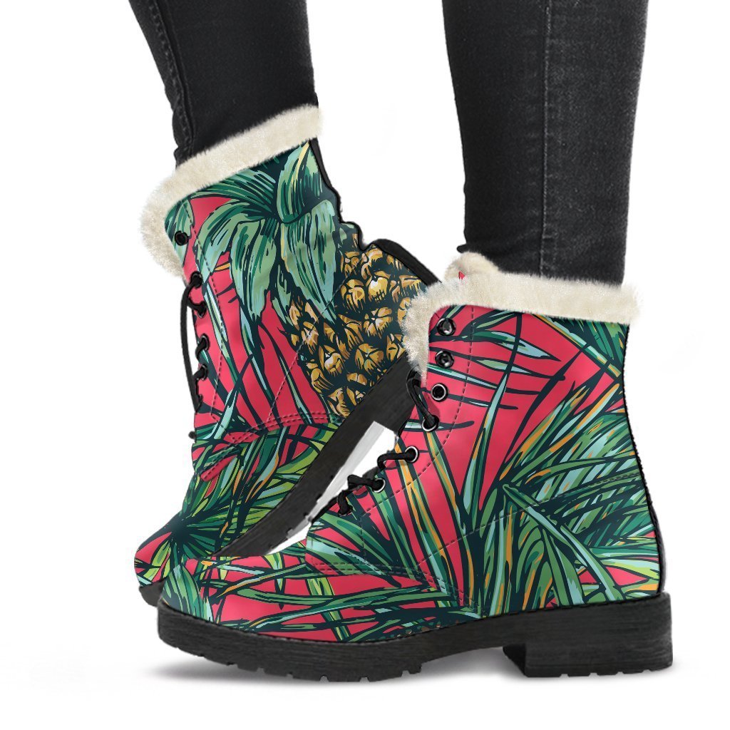 Pineapple Leaves Hawaii Pattern Print Comfy Boots GearFrost