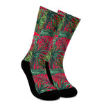 Pineapple Leaves Hawaii Pattern Print Crew Socks