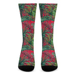 Pineapple Leaves Hawaii Pattern Print Crew Socks