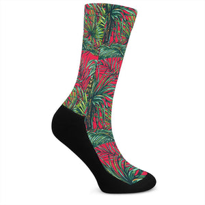 Pineapple Leaves Hawaii Pattern Print Crew Socks