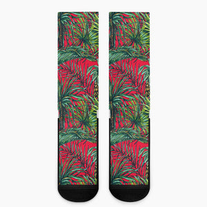 Pineapple Leaves Hawaii Pattern Print Crew Socks