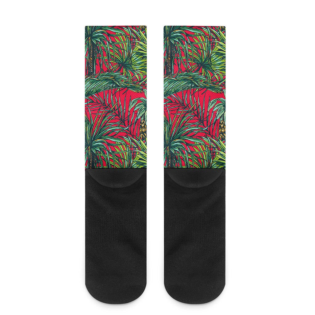 Pineapple Leaves Hawaii Pattern Print Crew Socks