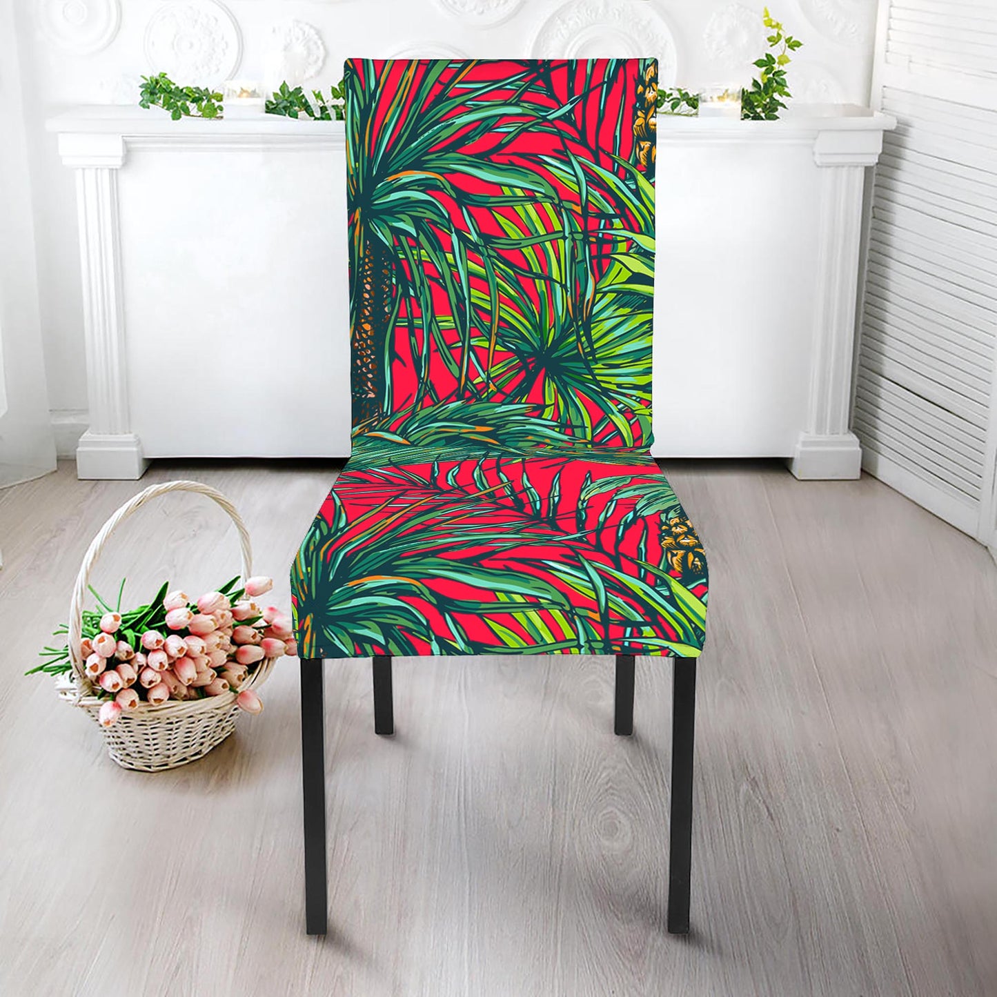Pineapple Leaves Hawaii Pattern Print Dining Chair Slipcover