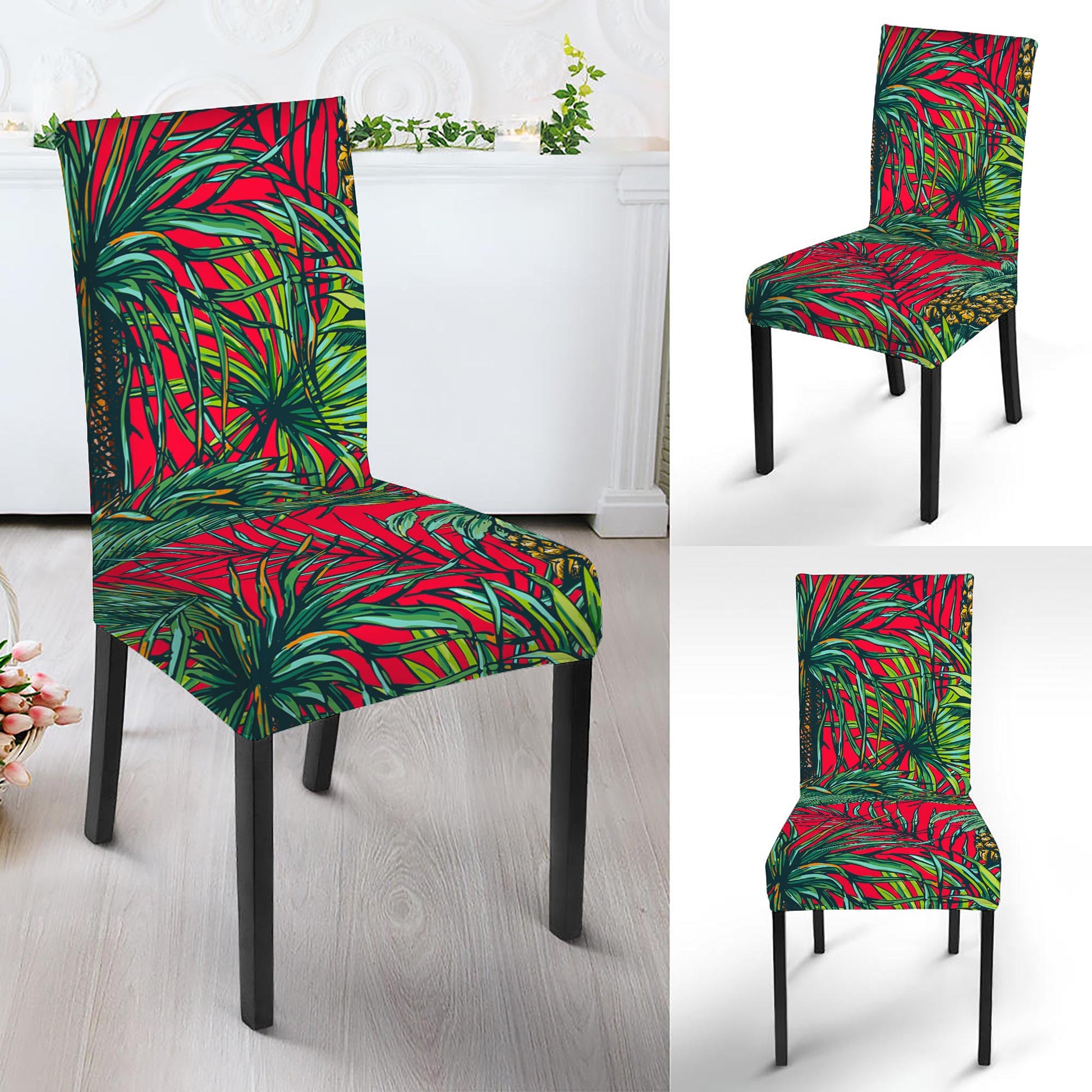 Pineapple Leaves Hawaii Pattern Print Dining Chair Slipcover