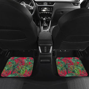 Pineapple Leaves Hawaii Pattern Print Front and Back Car Floor Mats