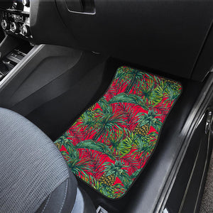 Pineapple Leaves Hawaii Pattern Print Front and Back Car Floor Mats