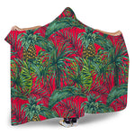 Pineapple Leaves Hawaii Pattern Print Hooded Blanket