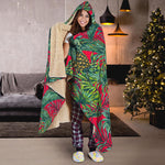 Pineapple Leaves Hawaii Pattern Print Hooded Blanket