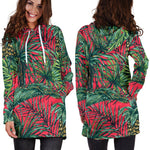Pineapple Leaves Hawaii Pattern Print Hoodie Dress GearFrost