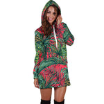 Pineapple Leaves Hawaii Pattern Print Hoodie Dress GearFrost