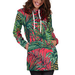 Pineapple Leaves Hawaii Pattern Print Hoodie Dress GearFrost