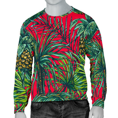 Pineapple Leaves Hawaii Pattern Print Men's Crewneck Sweatshirt GearFrost