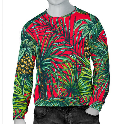 Pineapple Leaves Hawaii Pattern Print Men's Crewneck Sweatshirt GearFrost