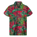 Pineapple Leaves Hawaii Pattern Print Men's Short Sleeve Shirt