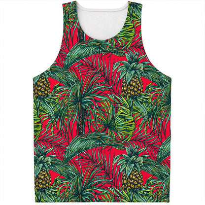 Pineapple Leaves Hawaii Pattern Print Men's Tank Top
