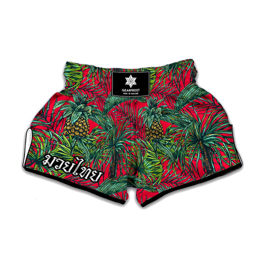Pineapple Leaves Hawaii Pattern Print Muay Thai Boxing Shorts