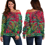Pineapple Leaves Hawaii Pattern Print Off Shoulder Sweatshirt GearFrost