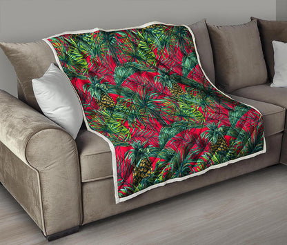 Pineapple Leaves Hawaii Pattern Print Quilt