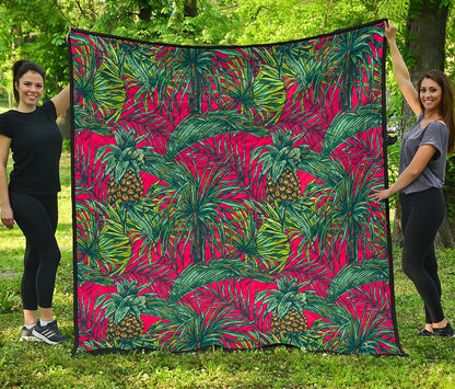 Pineapple Leaves Hawaii Pattern Print Quilt