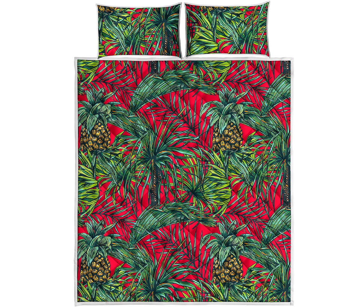 Pineapple Leaves Hawaii Pattern Print Quilt Bed Set