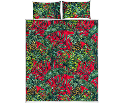 Pineapple Leaves Hawaii Pattern Print Quilt Bed Set