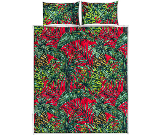 Pineapple Leaves Hawaii Pattern Print Quilt Bed Set